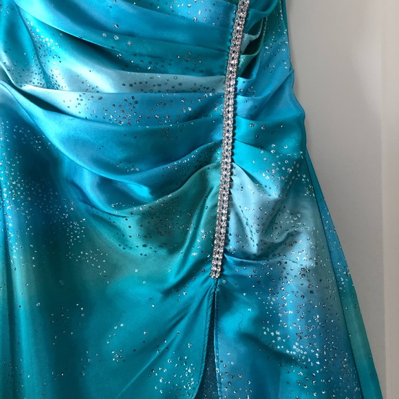 Prom dress turquoise sparkle tulle NWT junior Sz 3-4 - Picture 3 of 7